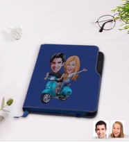 BK Gift Kişiye Özel Sevgililer Karikatürlü Lacivert Termo Deri Defter-99
