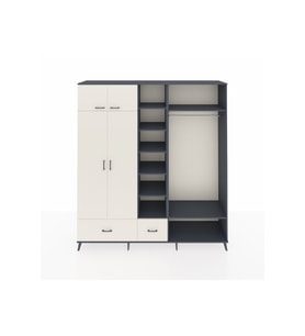 Hyperion Gardrop 12 Raflı 2 Çekmeceli 2 Askılı 220x44x243 Antrasit-Aytaşı/Aytaşı