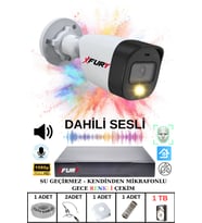 FURY 1 li Sesli Gece Renkli Görüş Güvenlik Kamerası Su Geçirmez Güvenlik Kamerası Seti 1TB