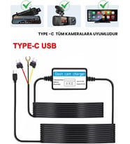 Kablosu Type-C Akü Sigorta Bağlantı Kablosu Araç İçi Kamera Tüm Kameralara Uyumlu
