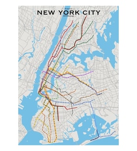 New York Şehri Toplu Taşıma Haritası Tablo Ahşap Poster Dekoratif
