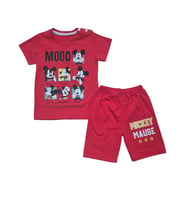 Micky Şort T-shirt Bebek Çocuk Yazlık Takım (Kırmızı)