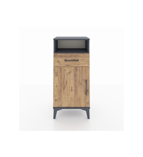 Arges Komodin 2 Raflı Tek Çekmeceli Tek Kapaklı 44x30x96 Antrasit-Çam