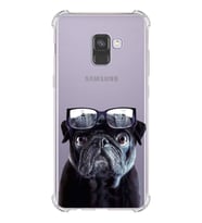 PrintiFy Samsung Galaxy A8 Plus 2018 Köpek 3 Baskılı Şeffaf Köşe Korumalı Antişok Kılıf