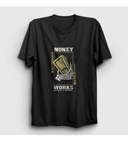 Presmono Unisex Siyah Money Works T-Shirt 289898tt