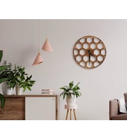BK Home Dekoratif 45cm Ahşap Duvar Saati-74 (Beyaz)