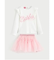 LCW Kids Beyaz Barbie Baskılı Kız Çocuk Bluz Ve Tütü Etek 2'li