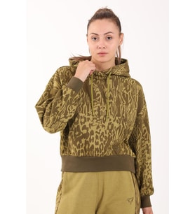 Maraton Oversize Kadın Kapüşonlu Yeşil Sweatshirt