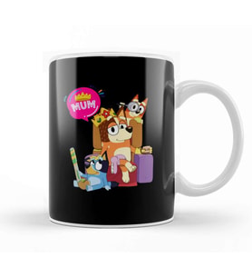 Bluey Mom Dad Funny Queen For Family Lover Kupa Bardak Porselen