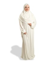 Krem İki Parça Namaz Elbisesi Viskon Düz 2504_40