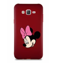 Samsung Galaxy J7 Soft Premier Kapak Minnie Mouse-B Tasarımlı Silikon Kılıf - Mürdüm (Şeffaf)