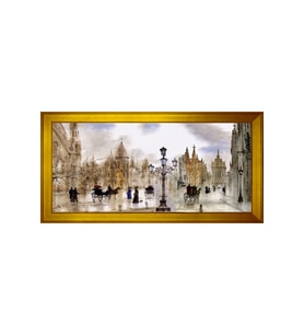 Manzara Temalı Kanvas Tablo 80 x 110 cm Gold Çerçeve