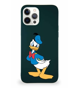 Apple iPhone 12 Pro Max Soft Premier Kapak Donald Duck-D Tasarımlı Silikon Kılıf - Yeşil (Şeffaf)