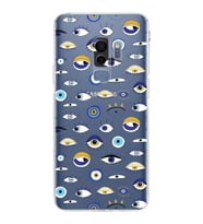 PrintiFy Samsung Galaxy S9 Plus ile Uyumlu Nazar Boncuğu 2  Kamera Korumalı Şeffaf Silikon Kılıf