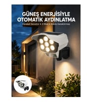 Mey İthalat® Uzaktan Kumandalı Güneş Enerjili LED Güvenlik Lambası Kamera Tipi Hareket Sensörlü Yeni