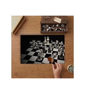 Satranç Oyunu - Şah Mat Tasarımı 240 parça Ahşap Puzzle Ahşap Kutuda MP02013