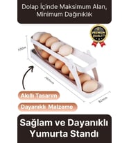 Premium Yer Tasarruflu Saklama Kabı Organizeri Plastik 2 Katlı Otomatik Buzdolabı Yumurta Standı