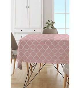 Pembe Fas Desen Dokuma Leke Tutmaz Masa Örtüsü MSO149