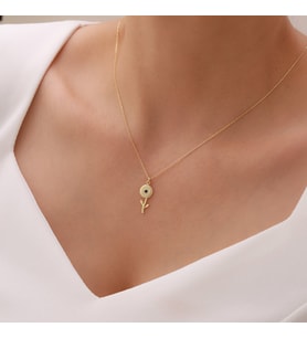 Vaoov 925 Ayar Lacivert Taşlı Yıldız Çiçeği Kolye (Gold)