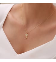 Vaoov 925 Ayar Lacivert Taşlı Yıldız Çiçeği Kolye (Gold)