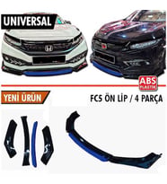 Üniversal Esnek 4 Parça Mavi Dilli Lip Piano Black Flaplı Kanatlı ABS Plastik