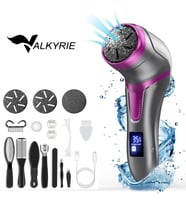Valkyrie Profesyonel Ayak Bakım Cihazı 360° Dönen Başlık Dijital Ekranlı, Şarjlı & 10 Parça Pedikür Kiti Mor