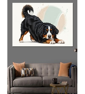 Sevecen Bernese Dağ Köpeği Dekoratif Kanvas - Mdf Ahşap Tablo