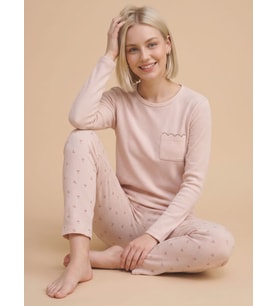 MIRANO 3115 Waffle Soft Kumaş Düz Renk Kışlık Ev Kadın Pijama Takımı