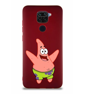 Xiaomi Redmi Note 9 Soft Premier Kapak Patrick Yıldız Tasarımlı Silikon Kılıf - Mürdüm (Şeffaf)