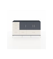 Arges Konsol 4 Raflı 6 Çekmeceli 3 Kapaklı 176x30x99 Antrasit-Antrasit/Aytaşı