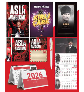 Asla Vazgeçme - Ayraç - Kartpostal - Poster - Kirli çark -  2026 Ajanda Komutan - Gazi Duvar Takvimi - Masa Takvimi