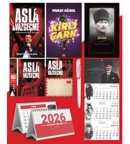 Asla Vazgeçme - Ayraç - Kartpostal - Poster - Kirli çark -  2026 Ajanda Komutan - Gazi Duvar Takvimi - Masa Takvimi