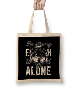 Wolf Be Strong Alone Bez Çanta Uzun Saplı