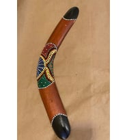 Bumerang Ahşap 40 cm İşlemeli (Çok Renkli)