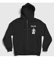 Presmono Unisex Siyah Poster Müzik Nin Nine Inch Nails Fermuarlı Kapüşonlu Sweatshirt 486983tt
