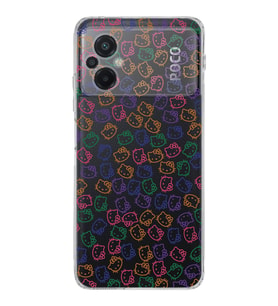 Poco M5  Kamera korumalı Kapak Hello Kitty Tasarımlı  Şeffaf Kılıf