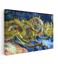 Kanvas Tablo Vincent van Gogh Kurumuş Ayçiçekleri Mavi Zemin Ressam Tablosu Ev Ofis Dekoru