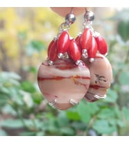 2589 Mookaite Jasper Mercan el yapımı küpe