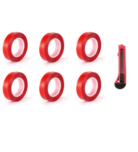 6 Adet 18 mm X 2 mt VHB Akrilik Silikon Kırmızı Şeffaf Çift Taraflı Bant