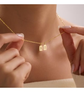 Kişiye Özel Minimalist Çift Harf Kolye 925K Gümüş (Gold)
