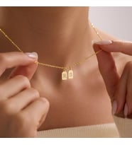 Kişiye Özel Minimalist Çift Harf Kolye 925K Gümüş (Gold)