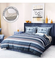 Monohome Premium Luxury Çift Kişilik Nevresim Takımı 3D Pamuk Saten Blue Suite (MAVI-BEYAZ)