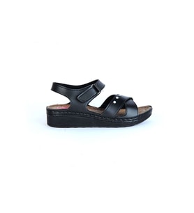 Moda Ayakkabı 01148 Ayder Kadın Düz Sandalet (Siyah)