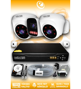 Elitcam 3 Kameralı Zebra 2 İç Kamera Set 320 GB 5 MP Full HD Gece Görüşlü Güvenlik Kamerası Sistemi
