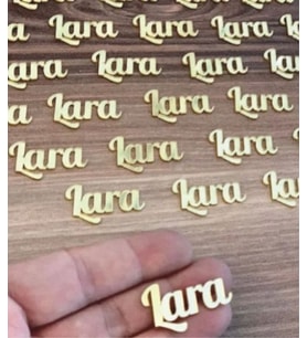 Pleksi Isim Etiket 4cm Isimli Gold - 25 Adet