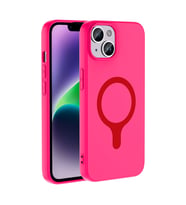 Lexroo iPhone 14 Kılıf M-Safe Şarj Özellikli Aris Silikon Kılıf - Koyu Pembe
