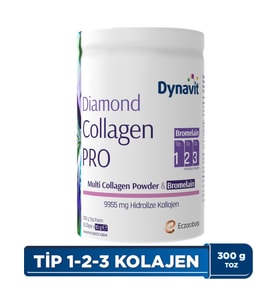 Dynavit Diamond Multi Collagen&Bromelain (Ananas Ekstresi) 300g Toz - Ödem Atımı&Diyetisyen Önerisi - Hidrolize Peptit Tip 1&3 Sığır
