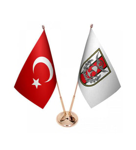 Masa Üstü Türk Silahlı Kuvvetleri Bayrağı Türk Bayrağı İkili Pirinç Direk Masa Bayrak Seti
