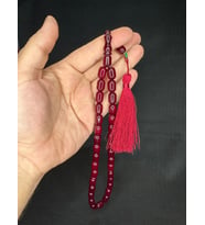 ÇUBUK KEHRİBAR TESBİH BORDO RENK KAPSÜL KESİM 13MMX9MM T-602 (Çok Renkli)