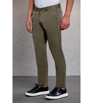 Hatemoğlu Haki Slim Fit Desenli Yandan Cep Kanvas Pantolon
